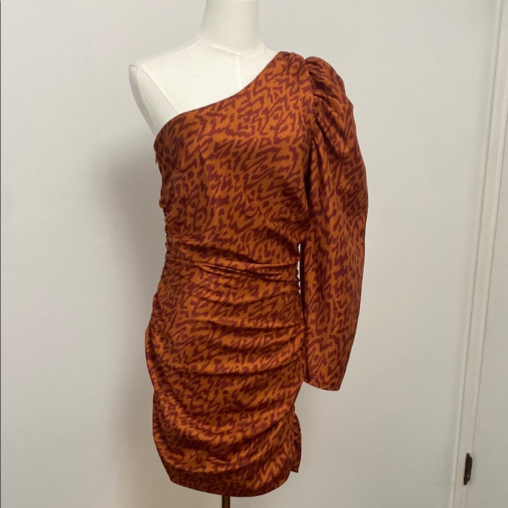 Wilfred Aritzia  OrangeAsymmetrical Ruched Mini Dress